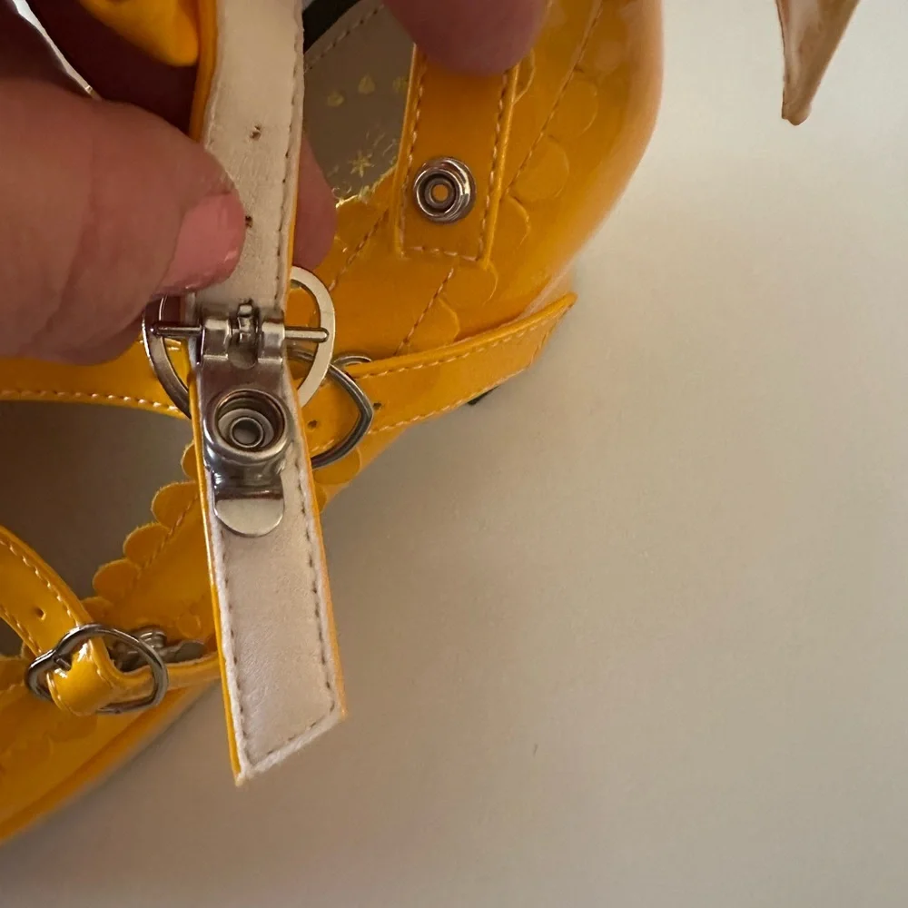 Antaina Yellow Coquette Lolita Bows Strappy Chunky HeelPlatform Shoe NWOT 7.5-8? - Picture 8 of 16